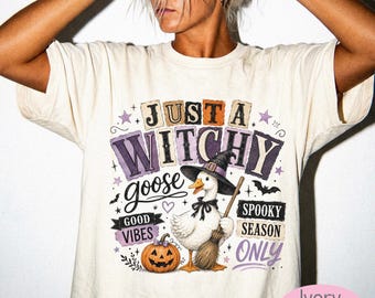 Just A Witchy Goose Halloween Shirt | Comfort Colors Goose Tee