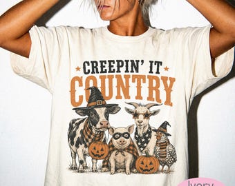 Creepin It Country Halloween Shirt | Comfort Colors Farm Animal Tee