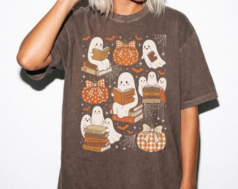 Bookish Ghost Halloween Shirt | Comfort Colors Reading Tee