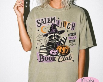 Salem Witch Book Club Shirt | Comfort Colors Raccoon Reading Tee