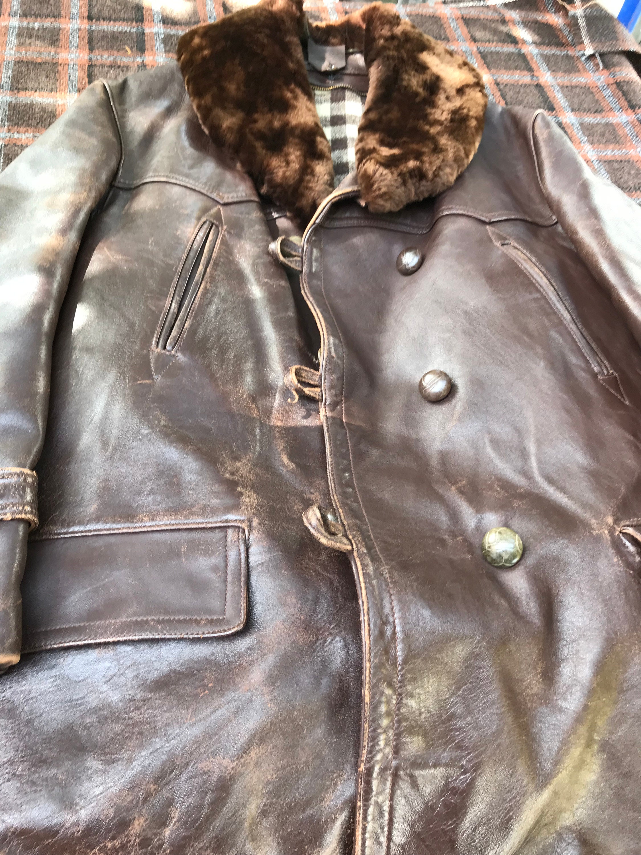 Vintage French leather coat circa 1940s