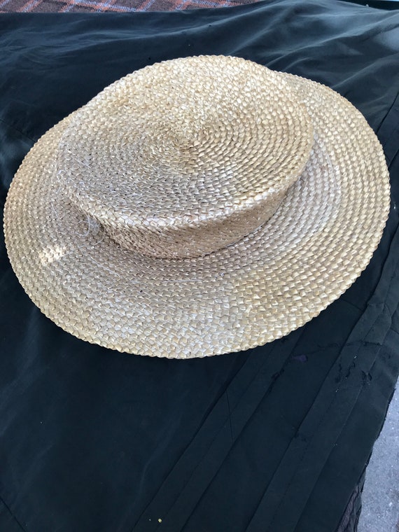 Vintage French very wide brimmed straw boater circ