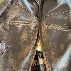 Vintage French leather jacket with sheepskin liner circa 1950s