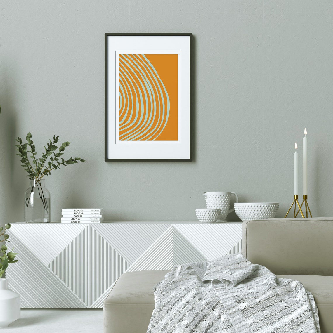 Orange Abstract Lines Print Minimalist Lines Burnt Orange Etsy