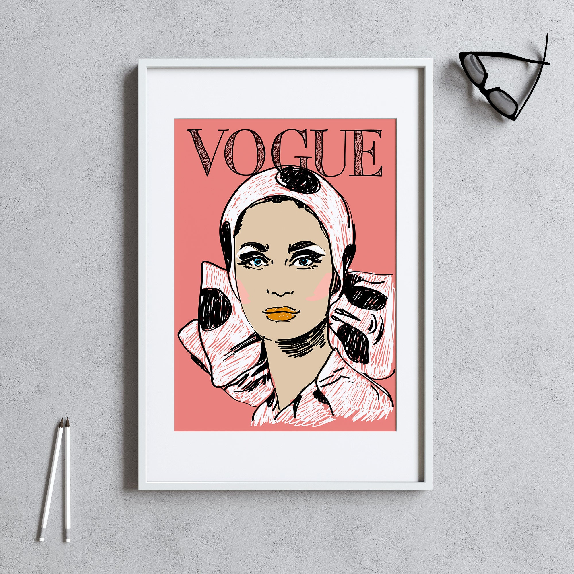 Pink Vogue Cover Vogue Magazine Art Vintage Vogue Print | Etsy