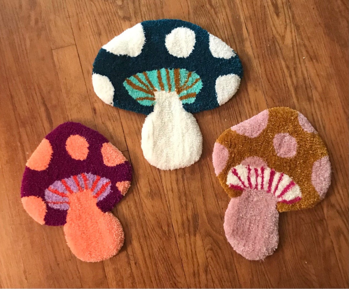 Mushroom Rug Mushroom Wall Hanging Tufted Mushroom Etsy