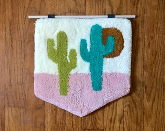 Cactus Wall Hanging, Tufted Wall Hanging, Aesthetic Bedroom, Tufted Cactus Rug, Desert Scene