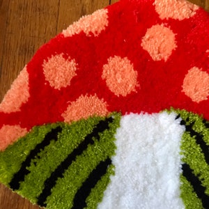 Mushroom Rug, Tufted Mushroom, Red Mushroom Rug, Cottagecore Rug, Mint Mushroom Rug, Green Mushroom Rug, Aesthetic Rug image 3