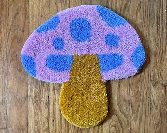 Mushroom Rug, Tufted Mushroom, Lavender Mushroom Rug, Cottagecore Rug, Aesthetic Rug, Cool Mushroom Rug