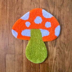 Tappeto a forma di fungo, tappeto a forma di fungo trapuntato, tappeto a forma di fungo arancione, tappeto Cottagecore, tappeto estetico, tappeto a forma di fungo fresco