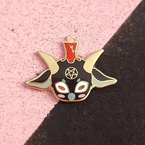 Kawaii Baphomet Goat Enamel Pin Black