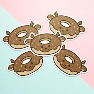 Chocolate Doenut Deer Pun Vinyl Sticker