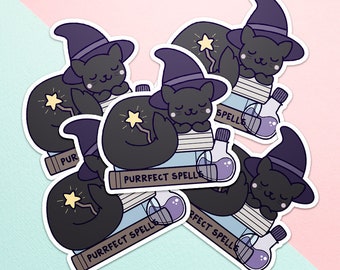 Witchy Kitty Outdoor Sticker, Weatherproof Vinyl Sticker