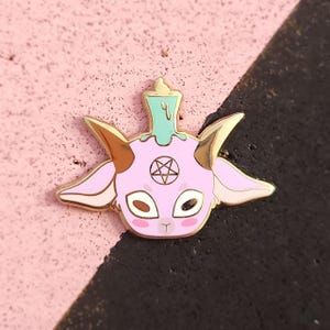 Kawaii Baphomet Goat Enamel Pin Purple