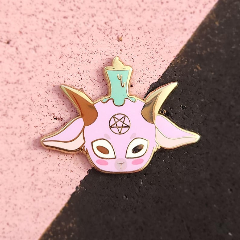 Kawaii Baphomet Goat Enamel Pin Purple