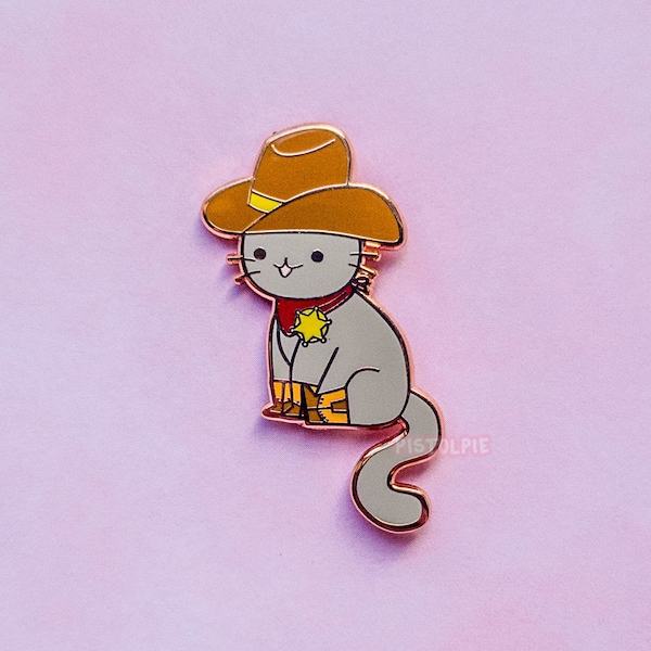 Meowdy Cowboy Sheriff Cat Hard Enamel Pin