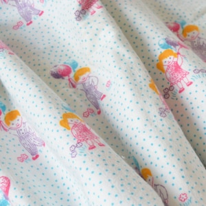 Vintage Cotton Flannel Fabric: Happy Kids Print, 1.5 Yard