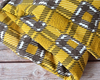 Vintage Plaid Cotton Fabric: Yellow Tartan, Fall Decor - 1 Yard