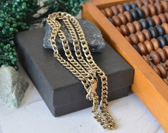 Vintage 21-inch Curb Chain Necklace: Flat Link Stacking Chain