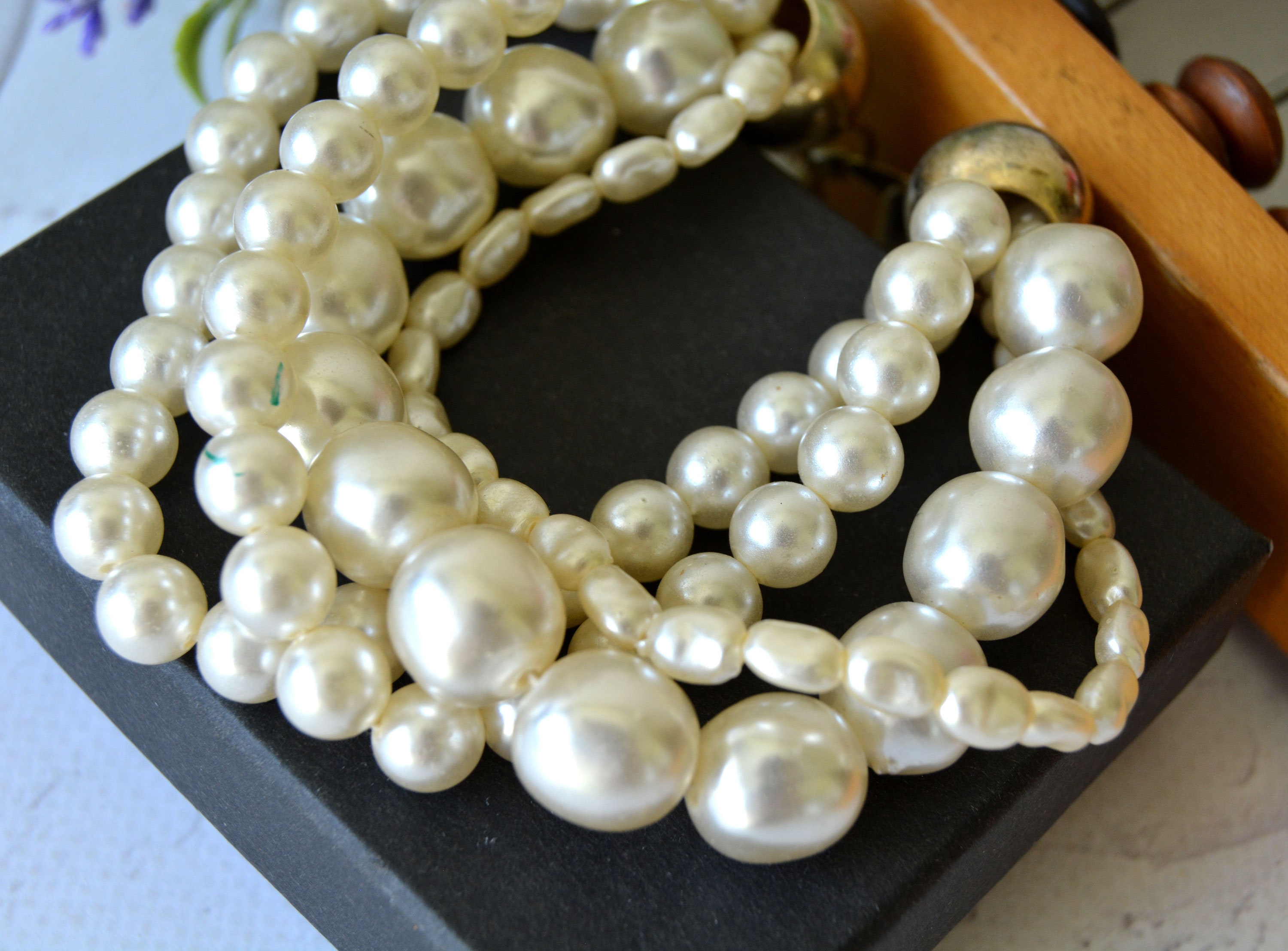 Vintage chunky pearl bracelet Multi strand oversized Etsy