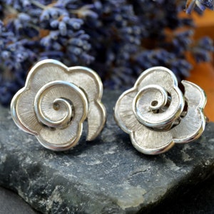 Vintage Crown Trifari Flower Clip On Earrings, 1940s