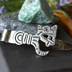 Vintage Geldklammer signiert Silber Mexiko, Silber Wolf Geldhalter