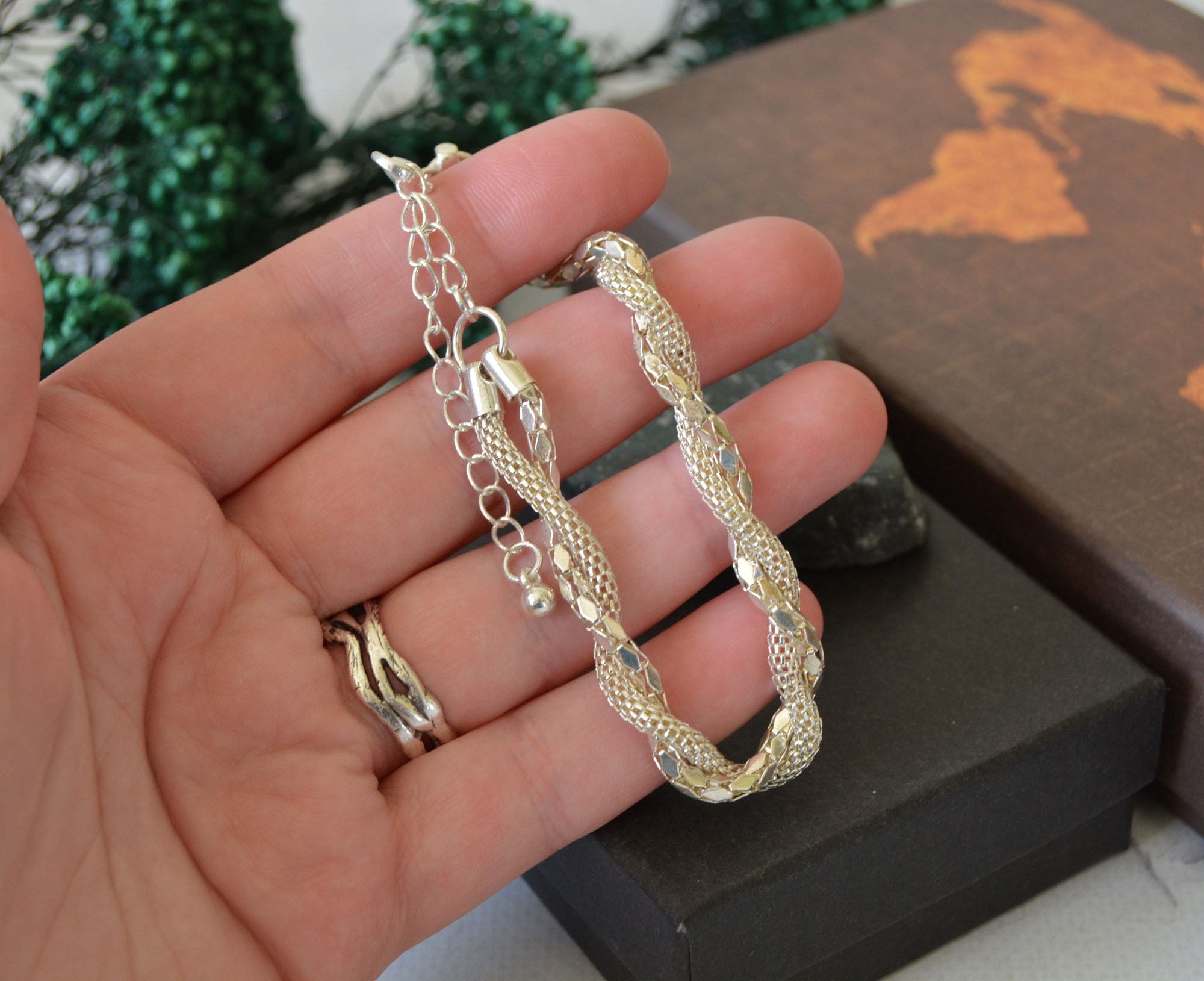 Vintage LBVYR Signed Bracelet, Silver Tone Mesh Chain Vintage LBVYR Signed Bracelet, Silver Tone Mesh Chain