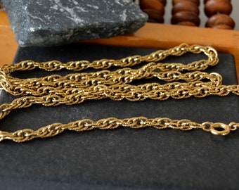 Vintage gold tone rope chain necklace, Stacking chain 24 inches