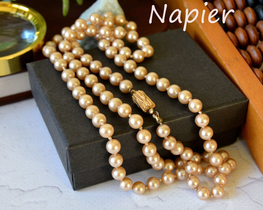 Vintage Napier Triple Strand Pearl Necklace | eBay