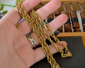 Vintage gold tone rope chain necklace, Stacking chain 22 inches