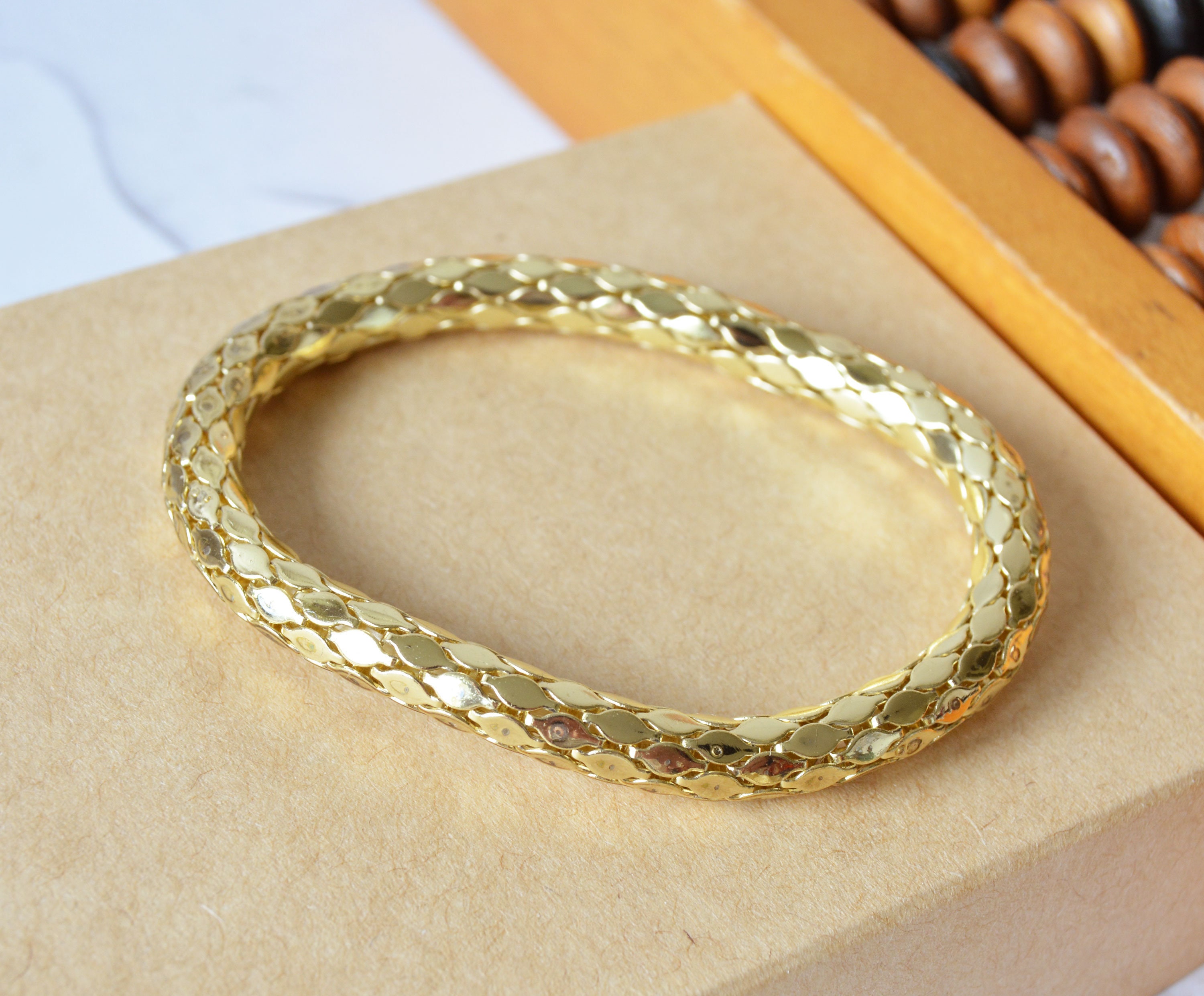 Vintage mesh bracelet Gold tone stretch chain bracelet Mesh Etsy