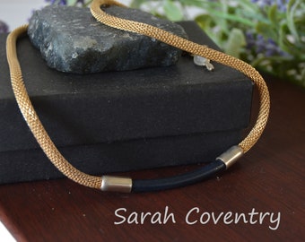 Vintage Sarah Coventry bar choker, Snake chain minimalist stacking necklace