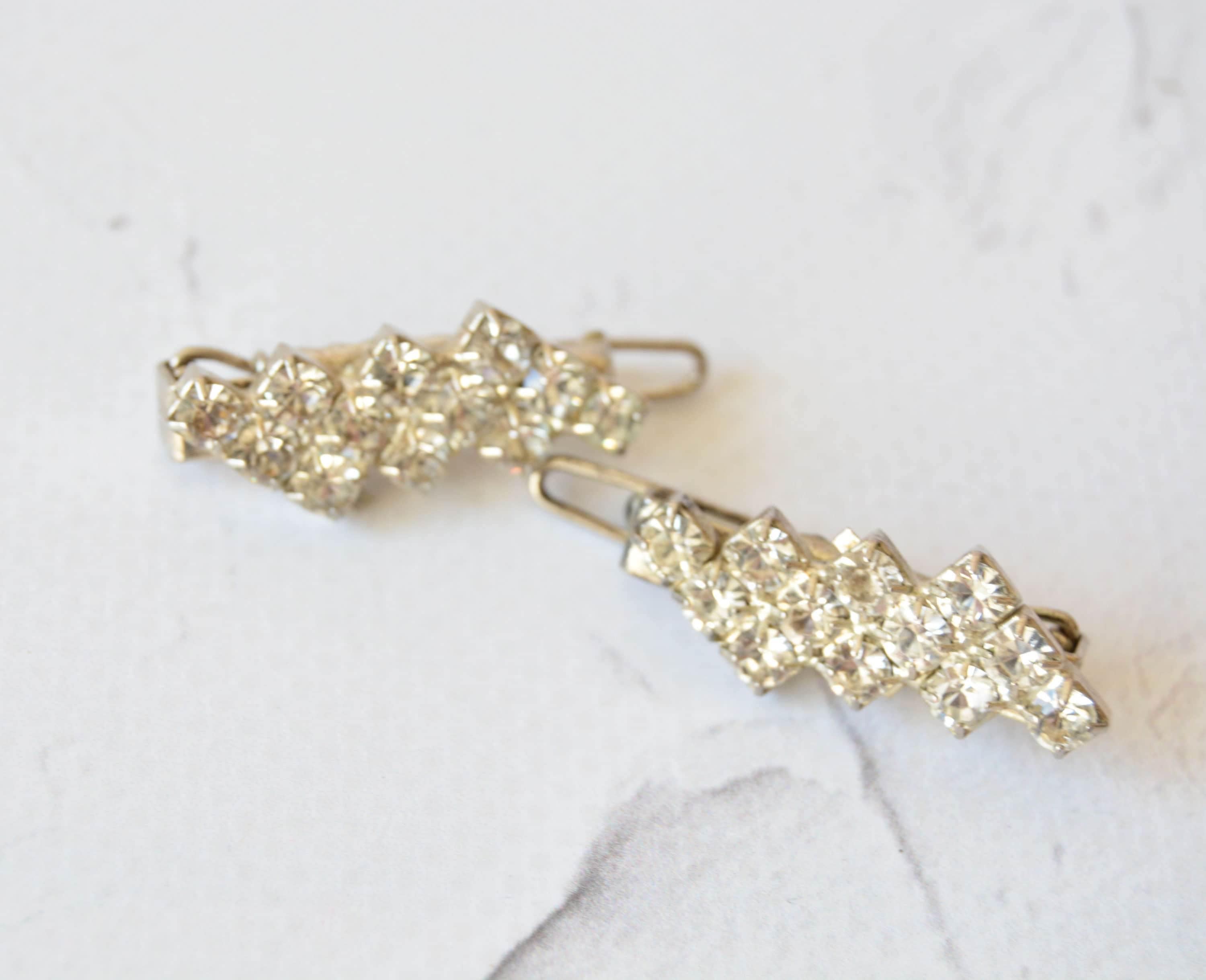 Vintage hair brooch set of 2 with clear rhinestones Hair Etsy