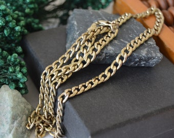 Vintage 21-inch Curb Chain Necklace: Flat Link Stacking Chain