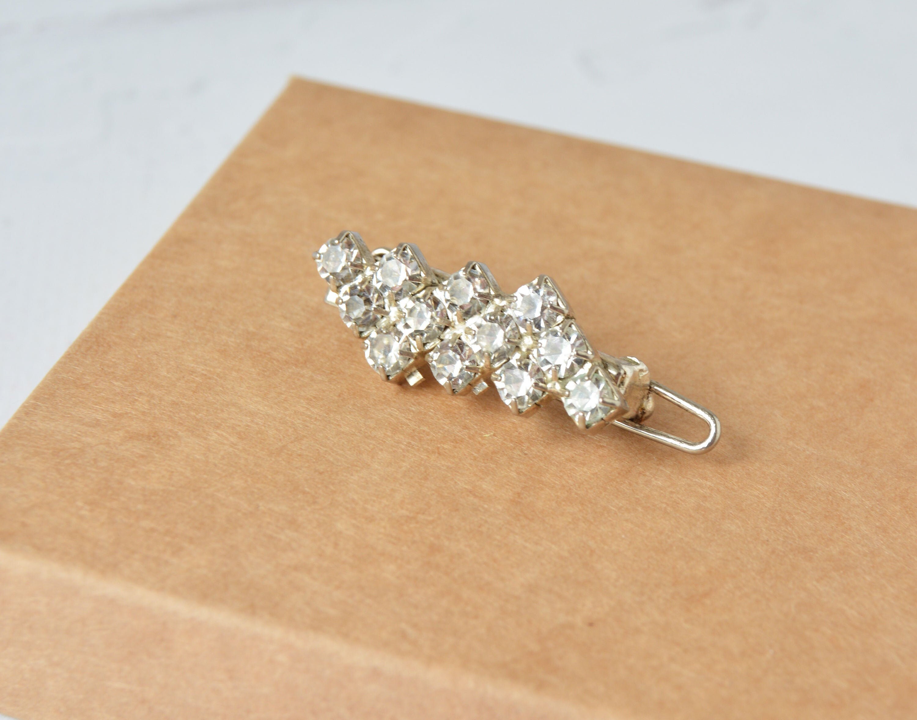 Vintage hair brooch set of 2 with clear rhinestones Hair Etsy