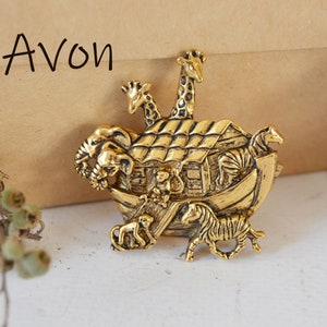 Vintage AVON Arche Noah Brosche, Figurale Tierbrosche, Religiöser Schmuck