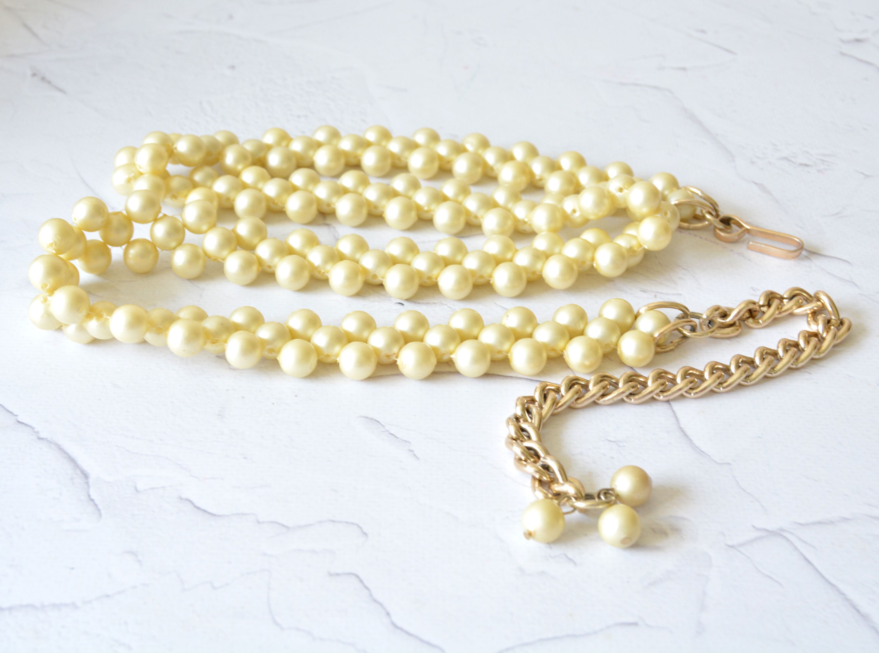 Vintage Pearl Belt 3040 Inches Adjustable Beaded Belt Faux Etsy