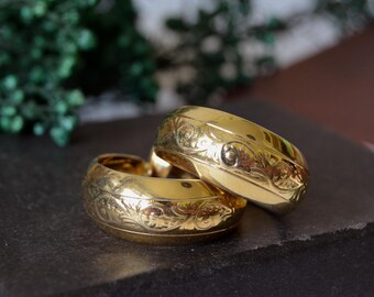 Vintage Sarah Coventry Gold Tone Etched Hoop Earrings, Retro Clip On