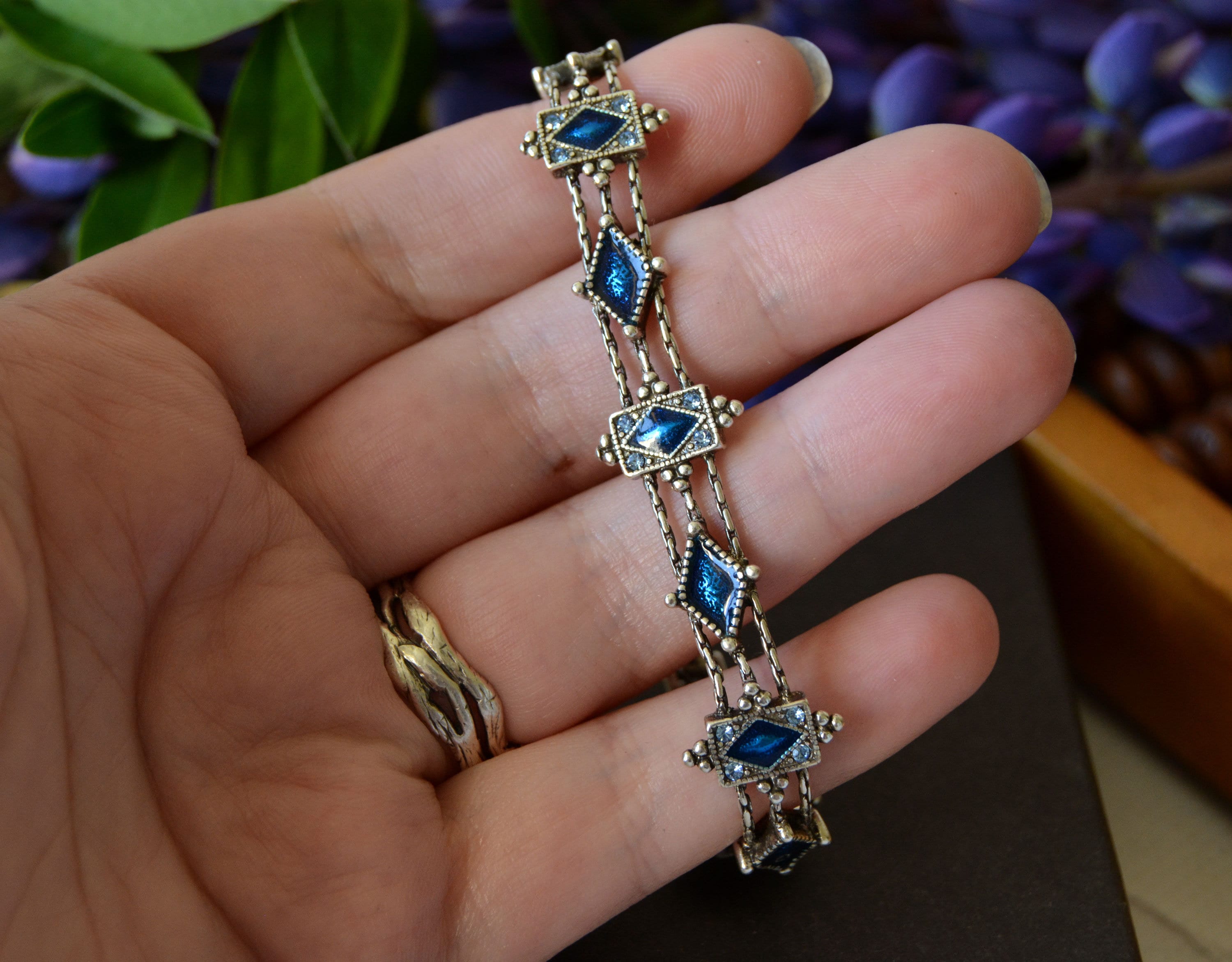 ヴィンテージ　NAPIER 　ストーンブレスレット Napier Classic Thin Clear Crystal Rhinestone Gold Tone