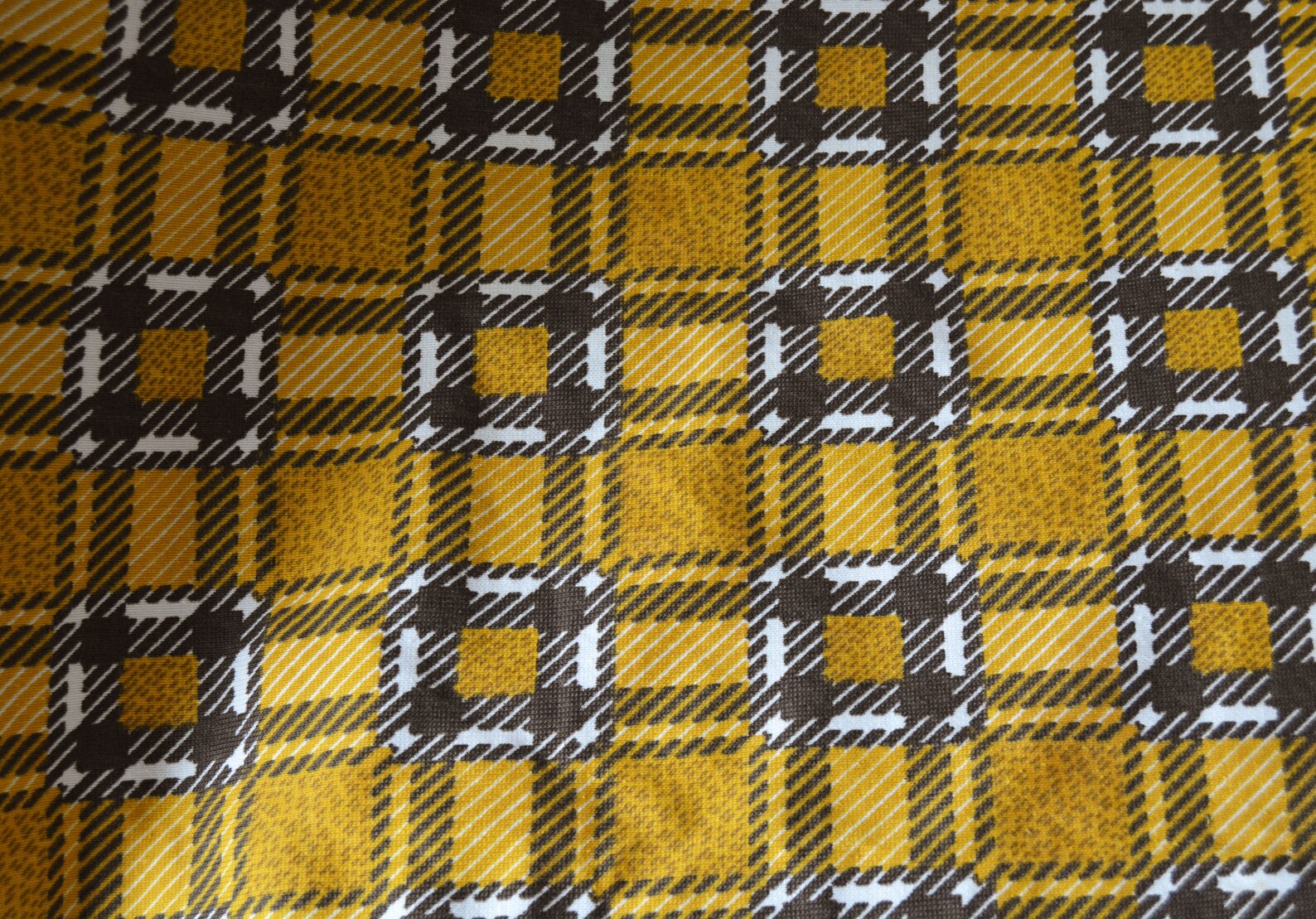 Vintage plaid fabric by the yard Fall fabric Yellow tartan Etsy