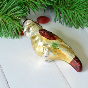 Vintage Mercury Glass Parrot Christmas Ornament - 1960s Holiday Decor