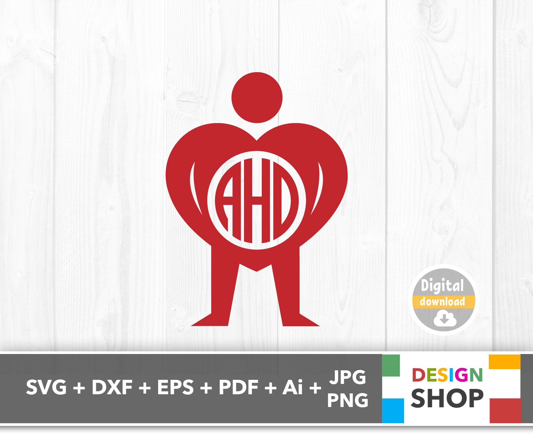 Heart Monogram Svg Heart Printable Heart Svg Heart Monogram Etsy