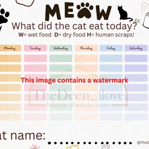 Kattenvoerdagboek om 'thuis af te drukken' !! Een digitale download, afdrukbaar op A4-formaat, US Letter-formaat! Voedingstabel voor katten.