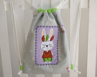 Hasenrucksack, Kinder, Turnbeutel, Hase, Indianer