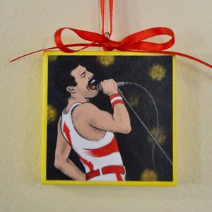 Freddie Mercury Ornament | Queen Ornament | Freddie Mercury Mini Canvas Ornament | Queen Mini Canvas Ornament | 1980s