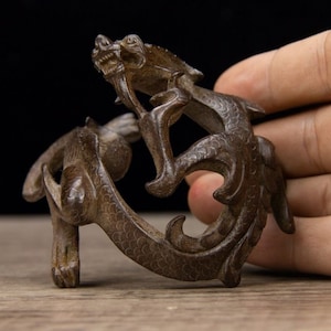 Chinese pure copper Pan dragon  statue, beautiful home office decoration ornaments