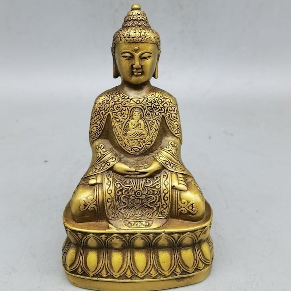 Pure Copper Buddha statue  Identity Sculpture/Home Temple Desktop Zen Ornament