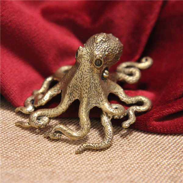 Handgemachte Messing Oktopus Tee Haustier Ornamente, kleine Tintenfische Mini Meerestiere Geschenke