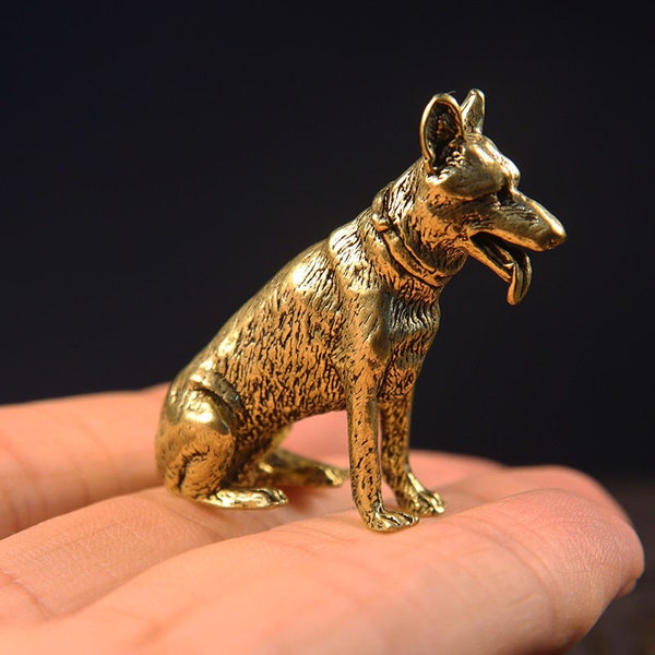 2 pieces  Handmade pure copper military dog tea pet sculpture/ home use desktop creative cute  decoration