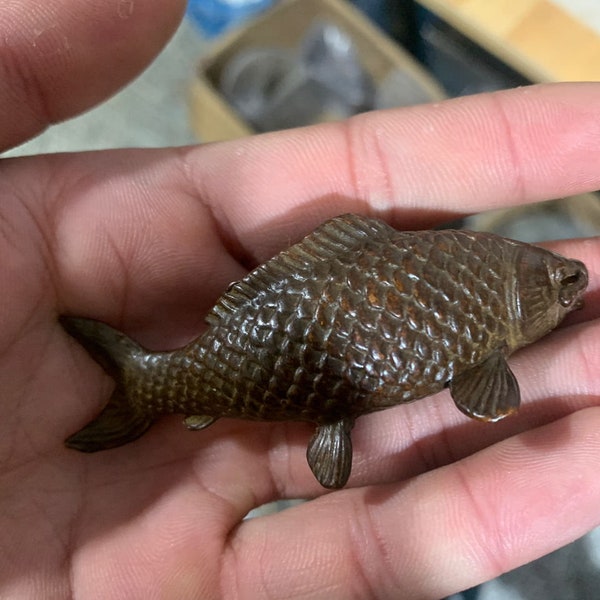 Handmade pure copper tea pet brass carp sculpture/ home desktop creative cute decoration